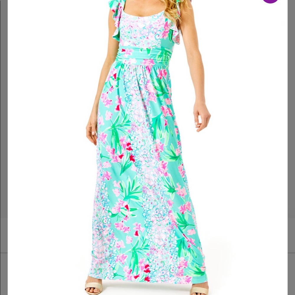 NWOT - Lilly Pulitzer Maxi Dress: Aqua Al Fresco